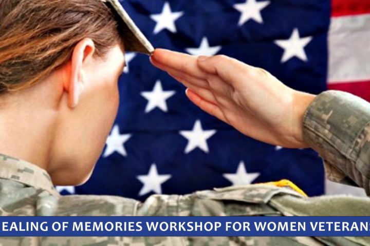 Woman veteran salutes the flag illustrating the Healing of Memories retreat for women veterans