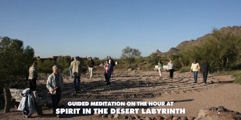 World Labyrinth Day; image of people walking the labyrinth at Spirit in the Desert Retreat Center in Carefree, AZ.