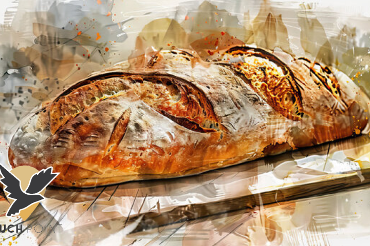 Touchpoint: I Am the Bread of Life; watercolor image of a loaf of bread on a breadboard